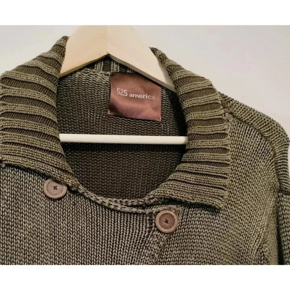525 America Size Large Cotton Double Breast Snap Button Brown Washed Cardigan - Picture 3 of 9